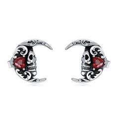 PRICES MAY VARY. ❤ Gothic Skull Stud Earrings❤ These cool skull studs can make you look more mysterious! Perfect for chic, vintage, punk outfit, and for Halloween! ❤ SPECIFICATION ❤Gothic Skull Stud Earrings Size: 11 mm . ❤ 925 STERLING SILVER & CRYSTAL ❤ This Gothic Skull Stud Earrings is made with hypoallergenic 925 sterling silver and embellished with crystals from Austria. ❤ PERFECT JEWELRY GIFTS ❤ Comes in an elegant and adorable jewelry gift box, perfect for any gift giving occasion or jus Gothic Single Sterling Silver Earring, Gothic Hypoallergenic Sterling Silver Earrings, Gothic Sterling Silver Adjustable Earrings, Adjustable Gothic Skull Earrings, Gothic Sterling Silver Skull Earrings, Punk Outfit, Vintage Punk, Gifts Anniversary, Gothic Skull