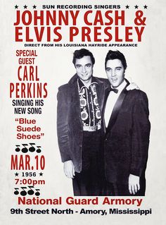 the poster for johnny cash and elvis presley's concert at sun city casino