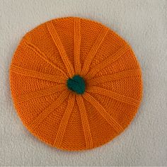 Pumpkin Knit Beret Style Hat. 7 1/4 Inches Long. Nwot. Never Worn. Pumpkin Beret Crochet Pattern, Pumpkin Beret, Yellow Brimmed Winter Hat, One Size Knitted Beret Cap, Orange Knitted Hat One Size, Orange Knitted One-size Hat, Yellow Knitted Beanie, One Size, Beret Style, Knit Beret