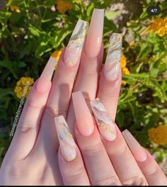 Quinceanera Nails Almond, Acrylic Nails Long, Nails Long Square, Quinceanera Nails, Hello Nails