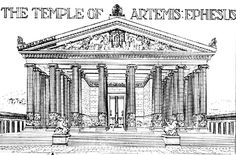 an architectural drawing of the temple of ancient ephesis, with columns and pillars