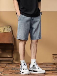 These Men Breathable Cotton Knee-Length Big Size Denim Shorts offer superior comfort and mobility with their 100% cotton construction. Perfect for summer days, they have a lightweight feel and a stylish knee-length cut, making them a great choice for those looking for a smart yet casual look. DETAILS Summer Season Pockets Decoration MID Waist Type STRAIGHT Fit Type Knee length Zipper fly Closure Type Made of COTTON, POLYESTER Designed by 4COLORDRESS Casual Summer Short Leg Jeans, Casual Medium Wash Knee-length Jeans Shorts, Casual Cotton Knee-length Shorts Jeans, Casual Blue Jean Shorts, Casual Short Leg Jeans For Streetwear, Casual Medium Wash Knee-length Bottoms, Straight Leg Light Wash Cotton Shorts, Light Wash Straight Leg Cotton Shorts, Casual Denim Blue Straight Leg Shorts