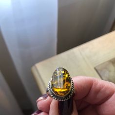 Natural Honey Amber Ring. Large Size Amber But Not Heavy For Wearing. Sits 1/2 High Amber Ring, Natural Honey, Ring Sterling Silver, Womens Jewelry Rings, Silver Color, Large Size, Sterling Silver Rings, Amber, Jewelry Rings