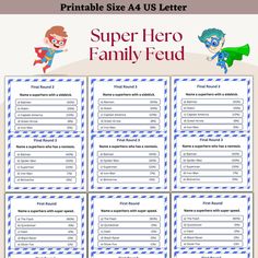 printable super hero family feed for kids