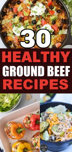 healthy ground beef recipes with text overlay