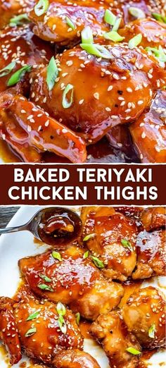 baked teriyaki chicken thighs on a white plate