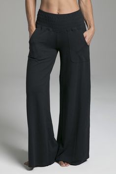 Cozy Boho Yoga Pant - Black | KiraGrace Chic Wide-leg Yoga Pants, Versatile Full-length Yoga Pants For Lounging, Comfortable Wide-leg Yoga Pants For Lounging, Comfortable Wide Leg Harem Pants For Relaxation, Relaxation Wide Leg Yoga Pants With Elastic Waistband, Comfortable Full Length Harem Pants For Loungewear, Casual Black Bottoms For Relaxation, Comfortable Full-length Harem Pants For Loungewear, Wide Leg Pants For Relaxation In Fall