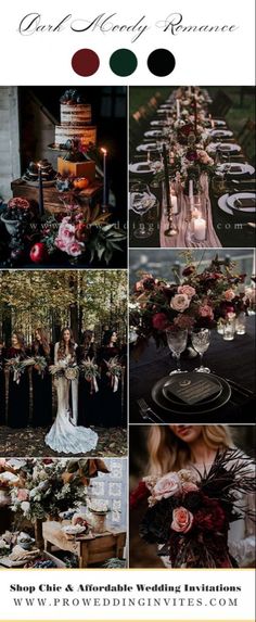 a collage of photos with flowers, candles and other things on it for a wedding