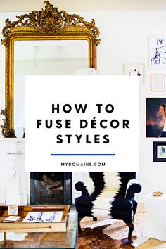 a living room with pictures on the wall and a mirror in the corner above it that says, how to flush decor styles