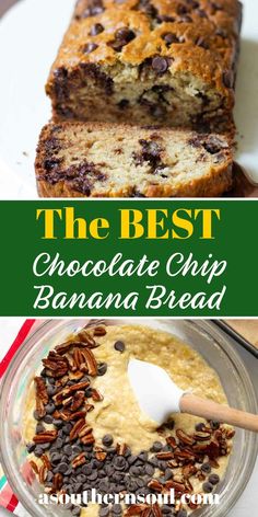 the best chocolate chip banana bread recipe is made with only 3 ingredients and it's so good to eat