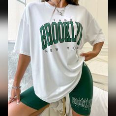 95% Polyester 5% Elastane Very Oversized. Depending On Desired Fit, Medium Can Fit A Size Large #Spreadloveitsthebrooklynway #Biker #Bike #Activewear #Stretch #Workout #Errands #Bedstuy #Nyc #Newyork #Tristate #Flatbush #Thecity #Newyorkcity #Williamsburg #Bushwick #Loungewear #Boros #Baconeggncheese #Bec #Greenshorts #Bk #Crownheights #Hood #Repyourcity #Brooklyn #Crooklyn #Coordset #Empirestate #Biggie #Concert #Festival #Summer #Wherebrooklynat #Graphictees #Varsitytee #Teeshirtandshorts #Set Workout Shorts Outfit, T Shirt Branca, Cycling Shorts, Summer Style Casual, Womens Clothing Stores, Womens Loungewear, Two Piece Outfit, Oversized Tshirt