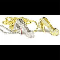 - 925 Sterling Silver Iced Out Mini Red Bottom High Heel Shoe Pendant Necklace. - It Is A Very Trendy And Unique Style. - It Is A Perfect Gift For Your Lover, Friends Or Family Member For Any Occasions. - It Comes With The 925 Sterling Silver Stamped. - There Are Two Colors: Silver Or Gold Colors. - It Comes With A Free Chain In The Sizes Of 18”, 20” Or 30” Feel Free Ask Any Questions. It’s 100% Brand New!!! Silver Hallmarked Necklaces For Party, Iced Out Sterling Silver Jewelry For Parties, Silver Hallmarked Necklace For Party, Party Silver Iced Out Jewelry, Luxury Silver Necklace With Bling, Iced Out Silver Necklace For Formal Occasions, Silver Iced Out Necklace For Formal Occasions, Formal Silver Iced Out Necklace, Luxury Silver Necklace With Rhinestones