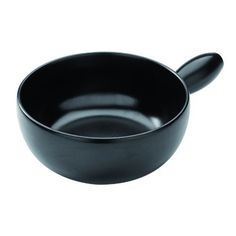 an empty black bowl on a white background