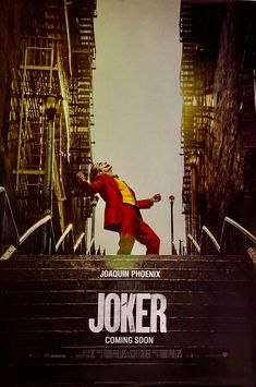 the poster for joker coming soon is displayed in front of an empty stairway with stairs