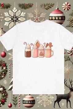 Celebrate the magic of Christmas with this festive gingerbread cocoa mug t-shirt! A charming design that captures the essence of holiday joy, featuring intricate details like whipped cream, candy canes, and gingerbread houses. Great for Christmas parties, gift exchanges, or cozy nights in. Make this your go-to winter tee or gift it to a holiday lover in your life. Shop now before the season ends! #t-shirt #FestiveFashion #HolidayWardrobe #ChristmasStyle #GingerbreadLover Comfy Outfits Winter, Comfy Winter