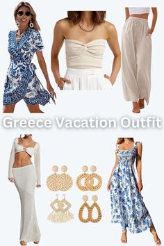 Greece vacation outfit inspiration for women embraces a laid-back and effortlessly chic aesthetic, allowing you to feel stylish, comfortable, and confident as you explore Greece's beautiful landscapes and vibrant culture. Night Outfit Women, Greece Vacation Outfit, Vacation Outfit Inspiration, Greek Night, Inspiration For Women, Greece Vacation, Vacation Outfit, Outfit Women