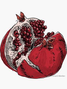 the pomegranate is cut in half and placed on top of each other