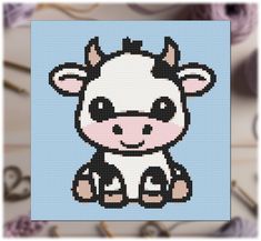 a cross stitch pattern of a little cow