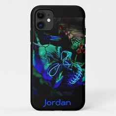 a phone case with the name jordan on it and an image of a man's face