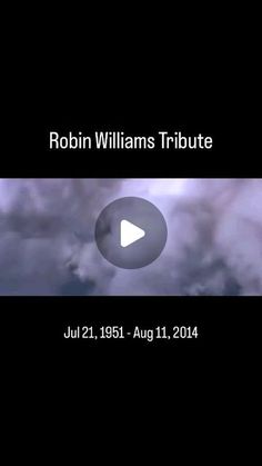 the title for robin williams tribute, with clouds in the background and an arrow pointing to it