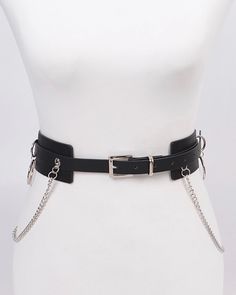 Chain Leather Waist Belt, Chain Belt Leather Pants, Black Belt With Chain, Belt With Chain, Chain Skirt, Chain Belts, Gothic Accessories, Silver Chains, Faux Leather Belts