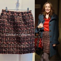 As Seen On Blair Waldorf (Leighton Meester In Gossip Girl) Tweed Skirt Stretchy Waist Incredibly Rare Piece Size 38 Fits Like Size 2 (Waist Approx 25- 26 Inches) Very Good Condition Follow Me @Waldorf_in_midtown For More Screen Worn Accurate Authentic/Designer Gossip Girl Fashion Gossip Girl Momentsmy Personal Gossip Girl Collection Named By The New York Post As The “Gossip Girl Guru”Featured In Vogue Magazine Gossip Girl Fashion, Leighton Meester, Tweed Skirt, Blair Waldorf, Vogue Magazine, New York Post, Gossip Girl, Miu Miu, Girl Fashion