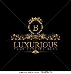 luxurious logo design with letter b and crown on black background for luxury boutique or hotel