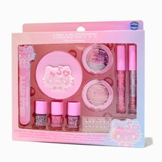 Hello Kitty® 50th Anniversary Claire's Exclusive Mega Makeup Set - 10 Pack Sanrio Makeup, Crown Hair Clip, Hello Kitty Makeup, Hello Kitty Rooms, Hair Gift, Lip Gloss Collection, Special Occasion Hairstyles, Bags For Teens, Fun Crafts To Do