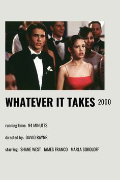 a movie poster for the film whatever it takes 2000 with two people in tuxedos