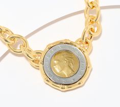 Display a symbol of rich Italian history with this stunning rolo chain necklace showcasing a 500 Lira coin with a smooth, polished finish. From BellaOro.    Original item is J423335. This product may be a customer return, vendor sample, or on-air display and is not in its originally manufactured condition. It may not be new. In some instances, these items are repackaged by QVC. Italian History, Rolo Chain, Chain Necklace, Coin, Jewelry Necklaces, Yellow Gold, History, Chain, The Originals