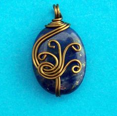 Copper Wire Wrapped Lapis Lazuli Pendant Style by MontourDesigns, $20.00 White Gemstone Necklace, Stylized Tree, Wrapped Stones, Blue Gemstone Necklace, Wire Jewelery, Wire Design, Wearable Art Jewelry, Diy Jewelry Inspiration