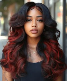 Top 51 Fall Hair Colors for Black Women That Complement Every Skin Tone Cool Hair Color Ideas For Black Hair, Ombre Hair Color Black Women, Maroon Hair Black Women, Long Weave Hairstyles For Black Women, Flip Hairstyle Black Women, Fall Hair Black Women, Hair Colors Black Women, Fall Red Hair, Colors To Dye Your Hair