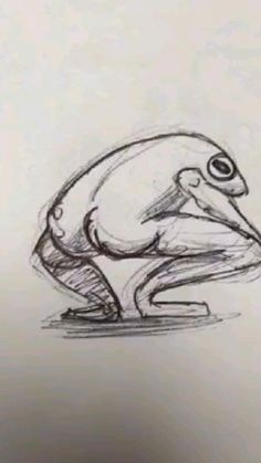 a drawing of a frog sitting on the ground