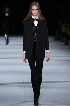 Saint Laurent Fall 2014 RTW - Review - Vogue | LOOK 53 Saint Laurent Dress, Bouchra Jarrar, Black Suit, Sonia Rykiel