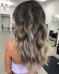 Cool Tone Balayage Brunette Fall, Highlights For Virgin Black Hair, Ash Brown Color Melt, Balayage Blended Roots, Bronde Balayage Long Straight Hair, Ivy Blonde Balayage, Brunet To Blonde Balayage, Ashy Balyage Long Hair Brunettes, Dark Hair And Highlights Brunettes