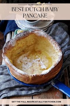 Overhead shot of small pan with Dutch baby pancake topped with powdered sugar. Dutch Pancakes Recipe, Dutch Baby Pancake Recipe, Dutch Baby Recipe, Dutch Pancakes, Baby Pancakes, German Pancakes, Dutch Baby Pancake, Breakfast Sweets, Dutch Baby