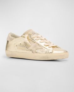 Golden Goose Super Star Croc-Printed Metallic Leather Sneakers | Neiman Marcus Golden Sneakers, Metallic Shoes, Croc Print, Golden Goose Deluxe Brand, Star Sneakers, Super Star, Dream Shoes, Golden Goose, Cute Fits