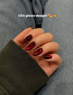 Red Chrome Nails, Glass Nails, Xmas Nails, Chrome Nails, Almond Nails