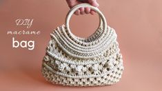 a crocheted bag is shown with the words diy macrame on it