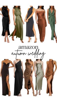 several different dresses with the words amazon autumn wedding