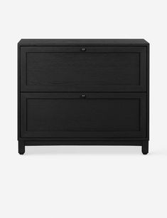 a black dresser with two drawers on top