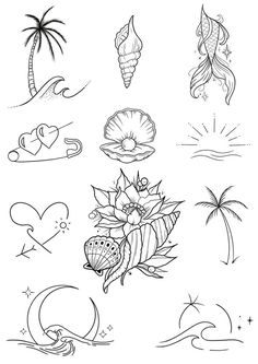 a drawing of different types of tattoos