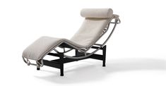 the chaise lounge chair is made from metal and fabric