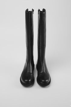 Modern Black Knee-high Winter Boots, Black Waterproof Knee-high Boots For Fall, Black Knee-high Waterproof Boots, Black Leather Ankle-high Waterproof Boots, Black Leather Knee-high Boots With Lug Sole, Sole Sisters, Womens High Boots, Camper Shoes, Black High Boots