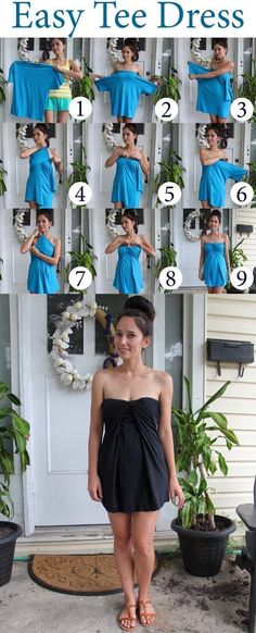 the instructions for how to make a easy tee dress