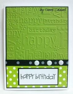 a birthday card with the words happy birthday written in black and white on green paper