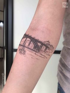 Architecture Tattoo Sleeve, Pt Tattoo, Portugal Tattoo Ideas, Portugal Drawing, Portugal Tattoo, Portuguese Tattoo, Tat Sleeve, Train Tattoo, Bridge Tattoo