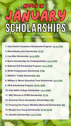 January deadline scholarships for college 2025 list of deadlines - click to see all the college scholarships with application due dates in January! college life | college students | uni life | scolarships