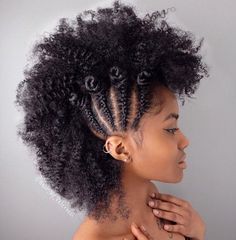 23 Mohawk Hairstyles For When You Need To Channel Your Inner Rockstar | Essence Havana Twists, Braided Mohawk Hairstyles, Curly Mohawk, Faux Hawk Hairstyles, Curly Hair Braids, Easy Updo Hairstyles, Mohawk Braid, Braids Styles, Cute Curly Hairstyles