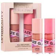 Latte Lips Lip Oil Glaze Duo - iNNBEAUTY PROJECT | Sephora Flavored Lip Gloss, Recyclable Packaging, Chapped Lips, Birthday Wishlist, Recycled Packaging, Smell Good, Jojoba Oil, Vegan Gluten Free